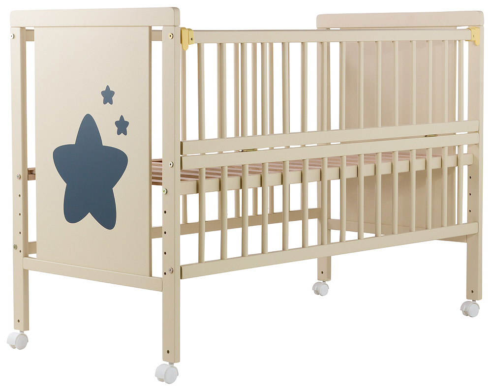 

Кровать Babyroom Звездочка Z-01 откидной бок, колеса бук слоновая кость. 34093
