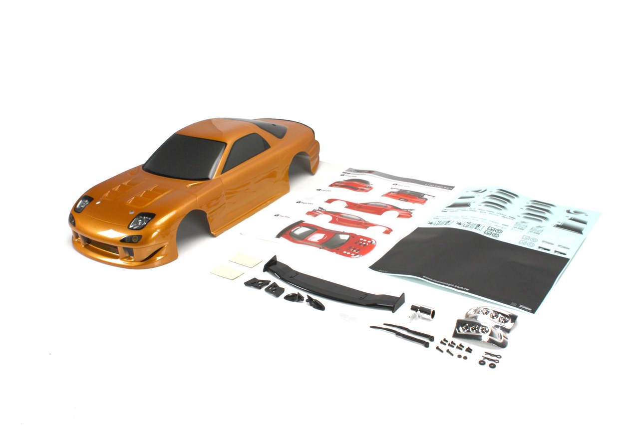 

Team Magic E4D RX7 Pre-painted Body Shell Gold. 30619