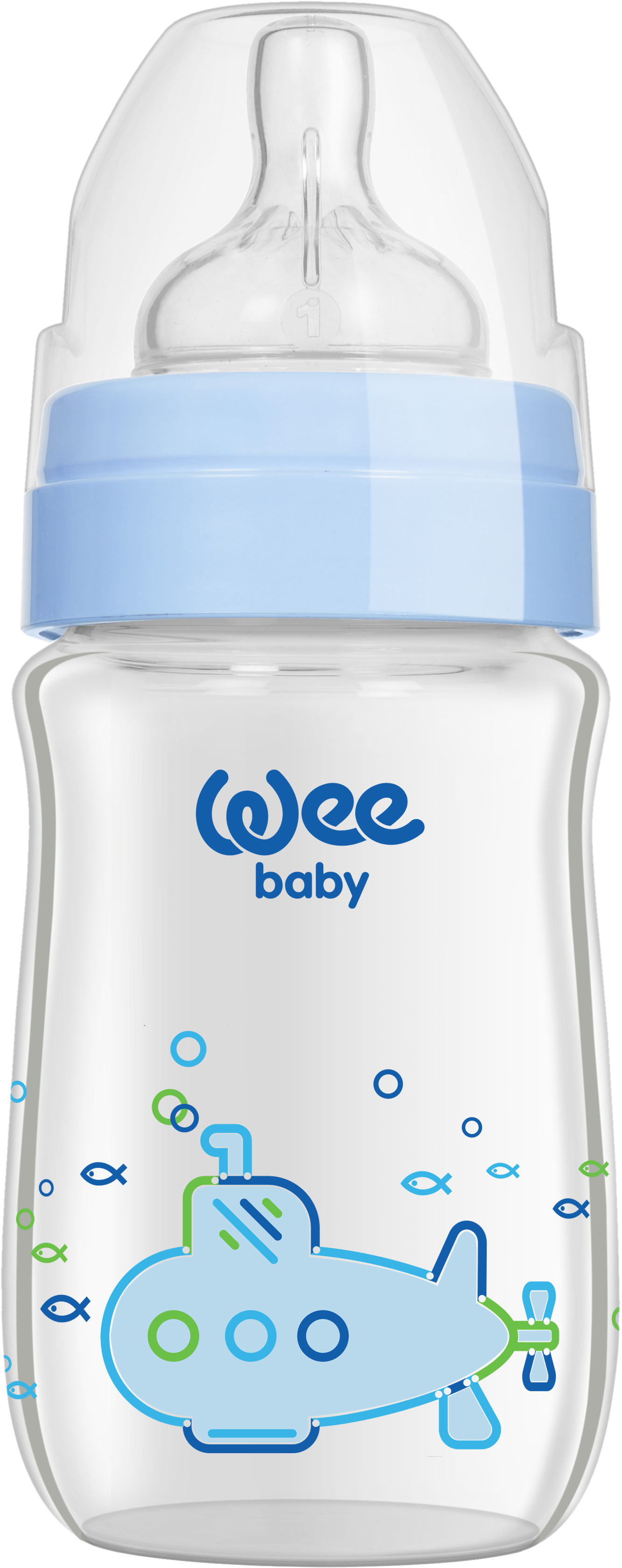 

Бутылочка для кормления Wee baby Classic Plus из термостойкого стекла с рисунком от 0 до 6 месяцев 180 мл Синяя (140-blue)