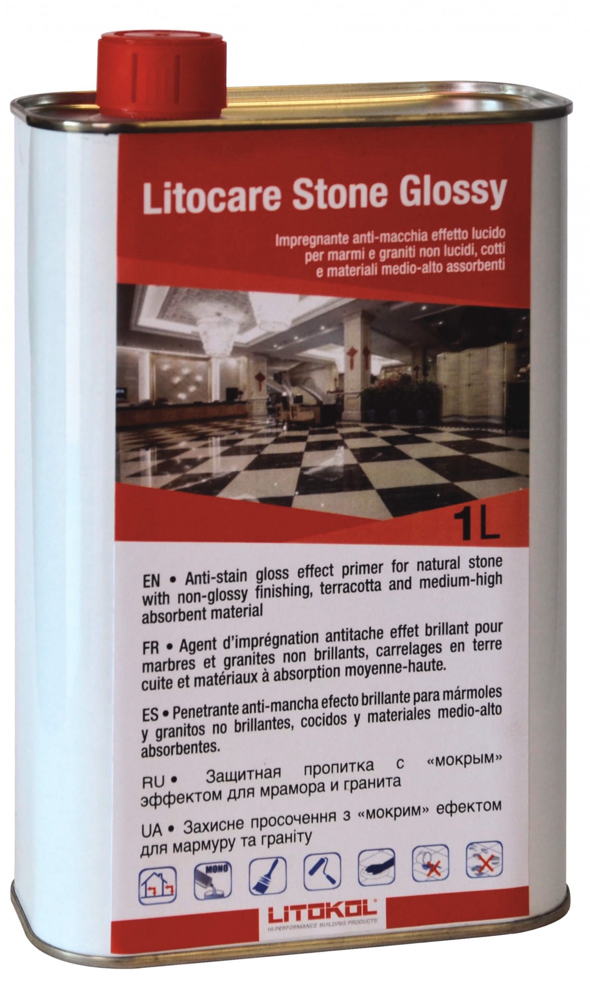 

Защитная пропитка для мрамора и гранита LITOKOL LITOCARE STONE GLOSSY 1 л бесцветная