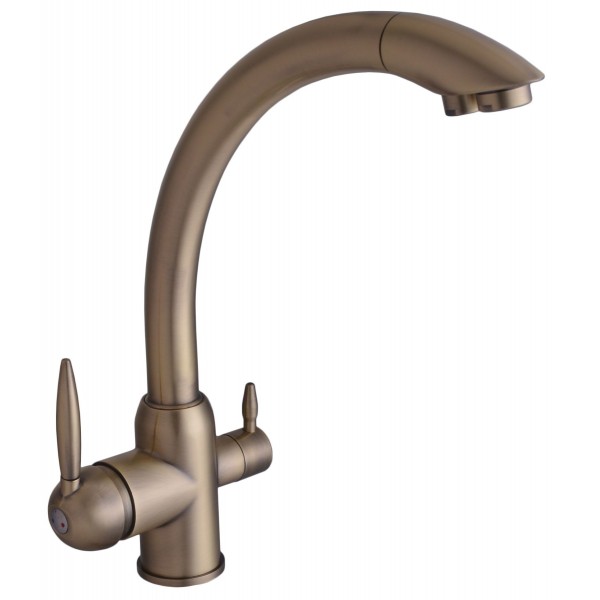 

Смеситель кухонный Globus Lux LAZER GLLR-0777 BRONZE БРОНЗОВЫЙ комбинированный под ОСМОС на гайке