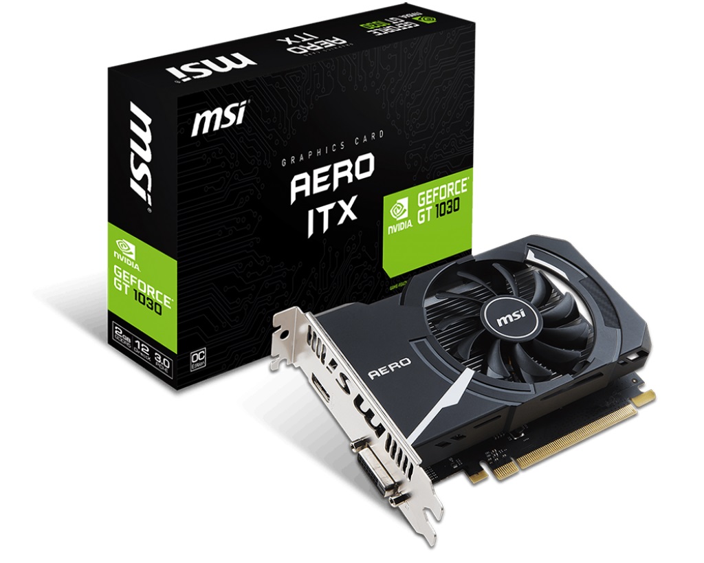 

Видеокарта GF GT 1030 2GB GDDR5 Aero ITX MSI GeForce GT 1030 AERO ITX 2G OC