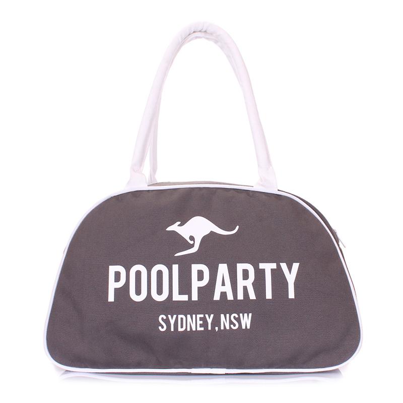 

Женская коттоновая сумка-саквояж POOLPARTY (pool-16-white-grey)