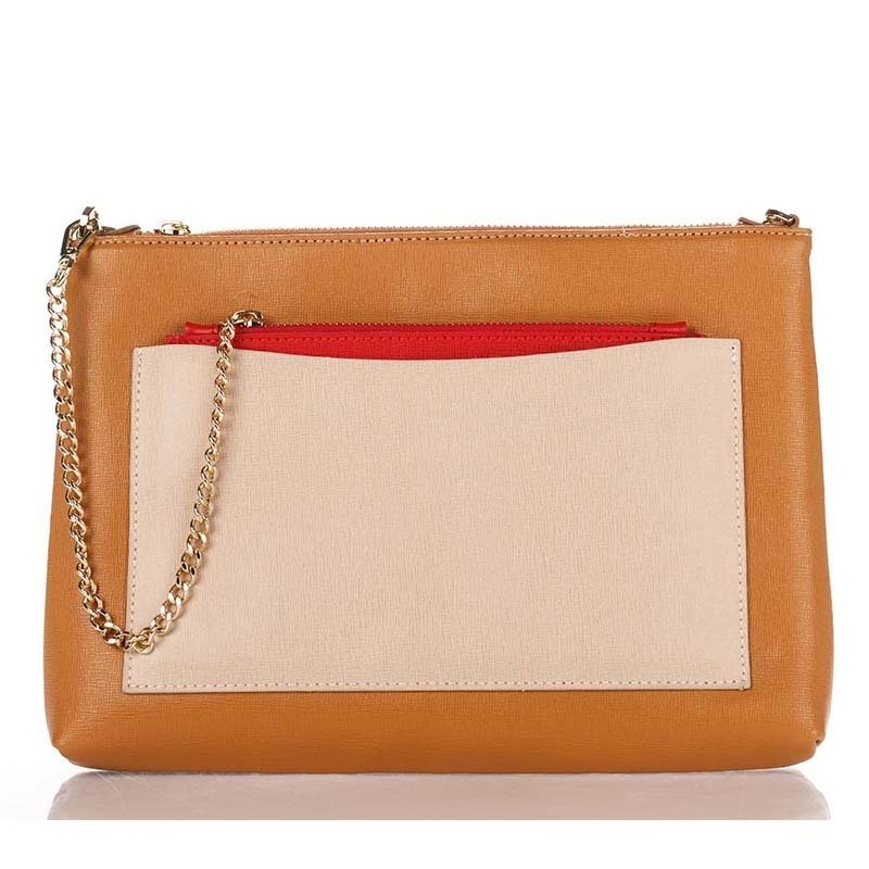 

Женская кожаная сумка-клатч Italian bags Коньячный