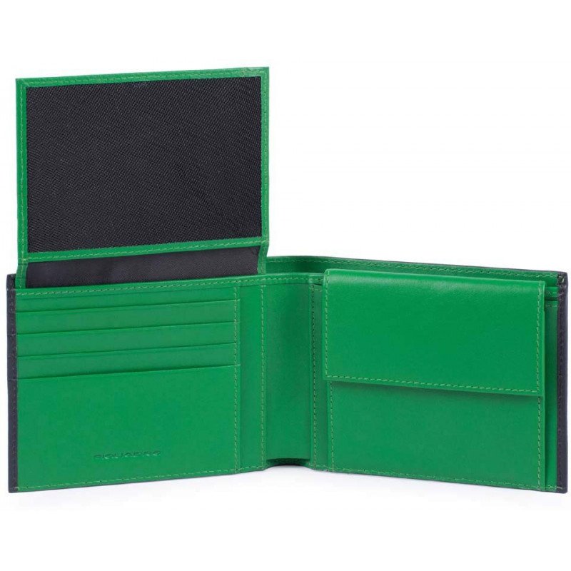 

Портмоне Piquadro SPLASH Black-Green с отдел. для док. с RFID защитой