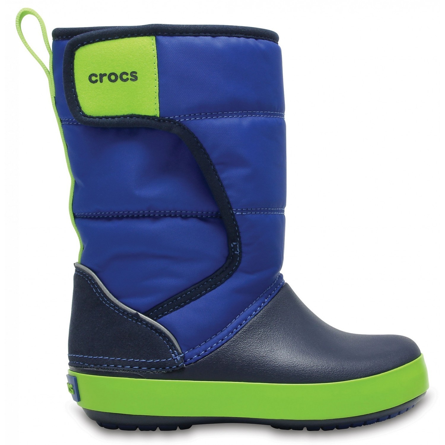 

Детские зимние сапоги Crocs Kids LodgePoint Snow Boot С8 25 Синий с салатовым на липучке