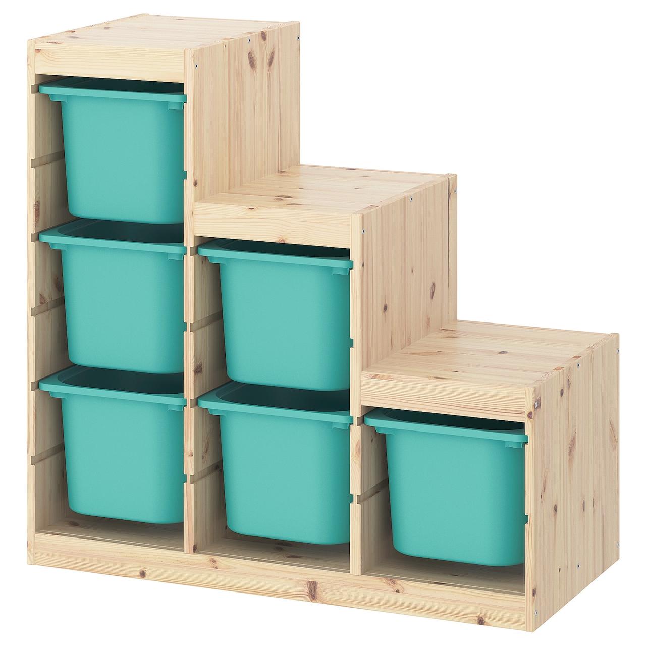 

Стеллаж с контейнерами IKEA TROFAST 94x44x91 см Светлая беленая сосна 493.293.74