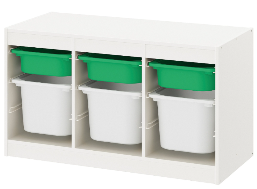

Стеллаж с контейнерами IKEA TROFAST 99x44x56 см зеленый, белый 193.355.31