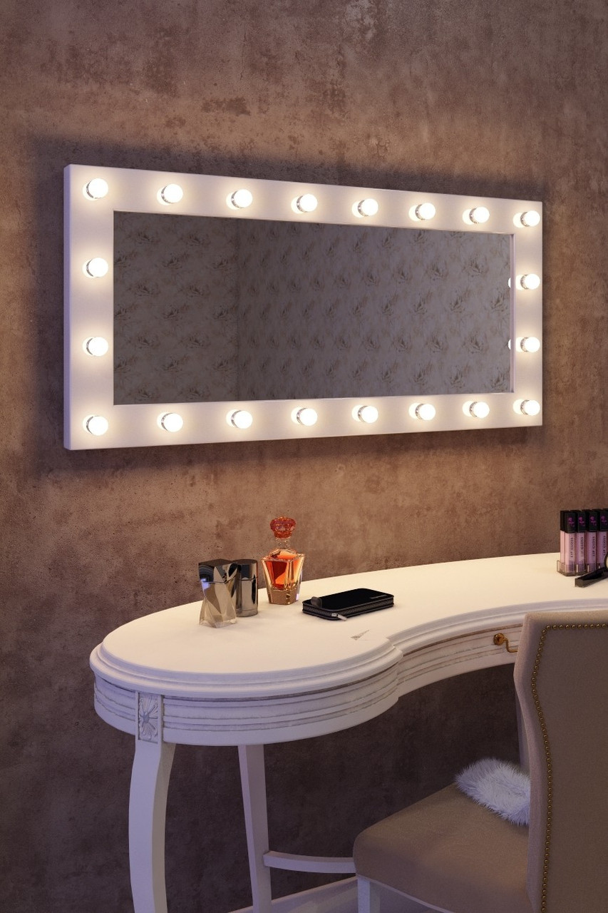 

Зеркало гримерное для макияжа HOLLYWOOD Mirrors 120х60 настенный Белый матовый D (hmr3-5)