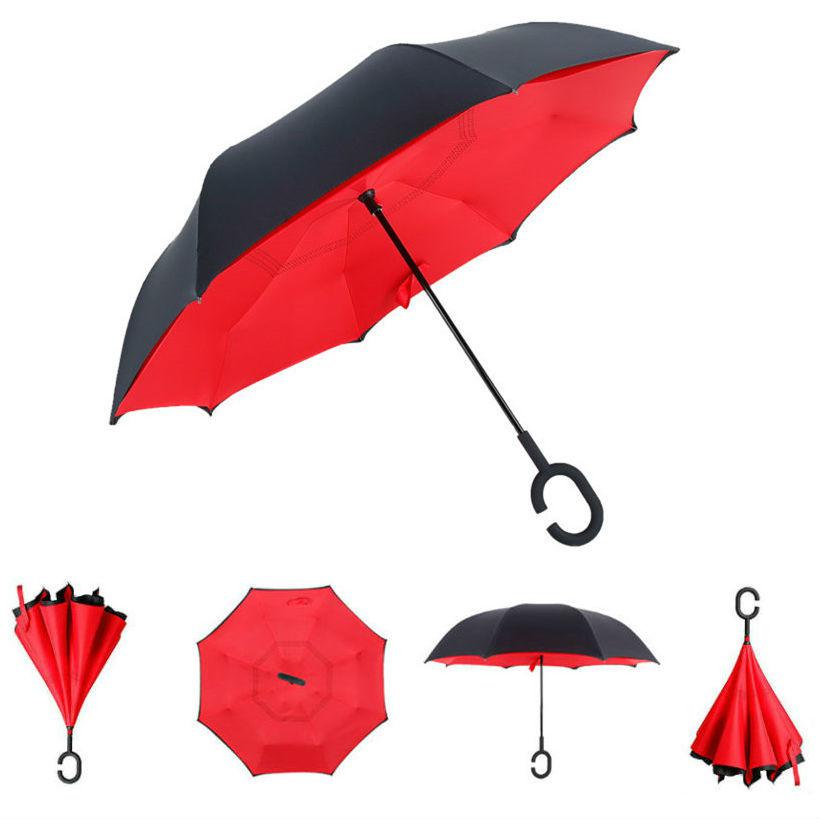 

Умный зонт обратного сложения Up-brella Red