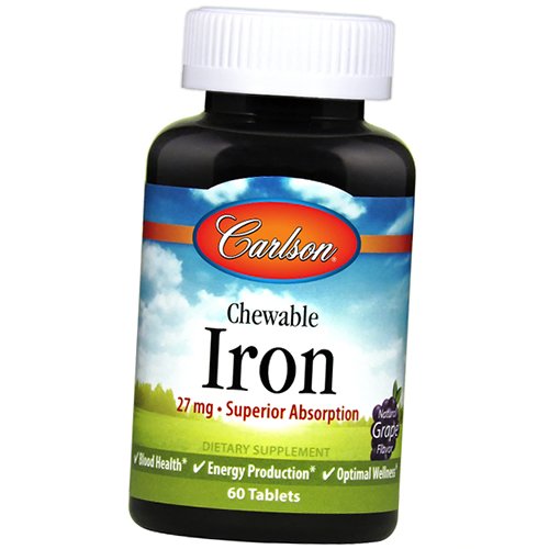 

Глицинат Железа, Chewable Iron 27, Carlson Labs 60таб Виноград (36353091)