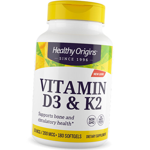 

Витамин Д3 К2, Vitamin D3 & Vitamin K2, Healthy Origins 180гелкапс (36354058)