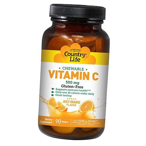 

Витамин С жевательный, Chewable Vitamin C 500, Country Life 90таб Апельсин (36124098)