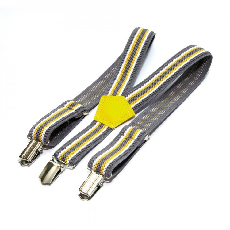 

Детские подтяжки Gofin suspenders Cтрейч-ткань Полосатые Серые с бело-желтым (Pbd-089) 5250633