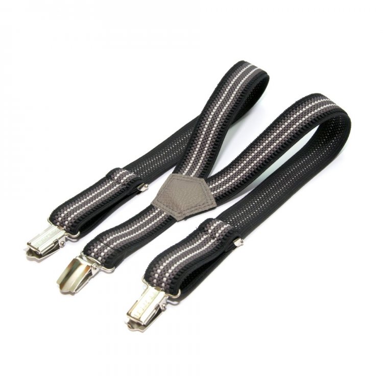 

Детские подтяжки Gofin suspenders Cтрейч-ткань Полосатые Черные с Серым и Белым (Pbd-097) 5248857