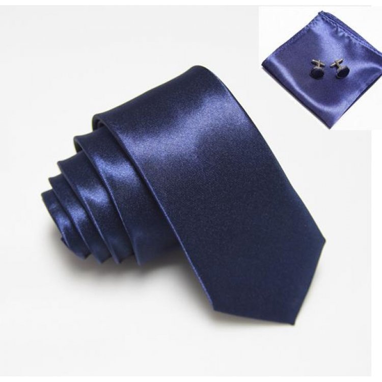 

Набор Handmade Галстук Платок Запонки Узкий Темно-Синий Gzp-3515 158155