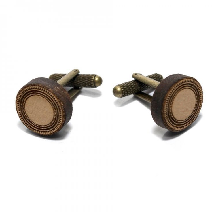 

Запонки Handmade Деревянные Круглые С Узором Dzp-0642 158316