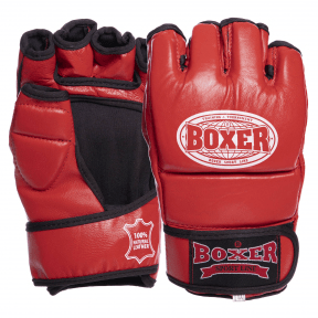 

Шкіряні рукавички для змішаних єдиноборств ММА BOXER Гібридні Професійні Червоний (05020-02) L