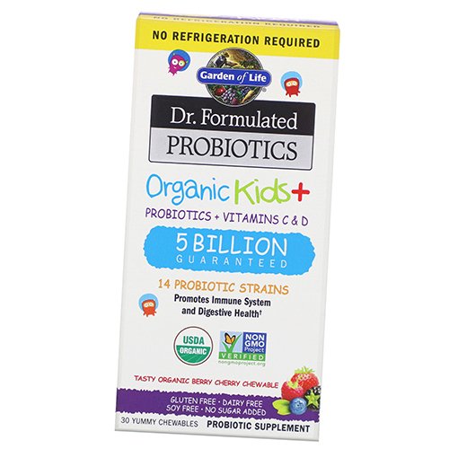 

Dr. Formulated Probiotics Organic Kids Garden of Life 30таб Ягоды-вишня (69473013)