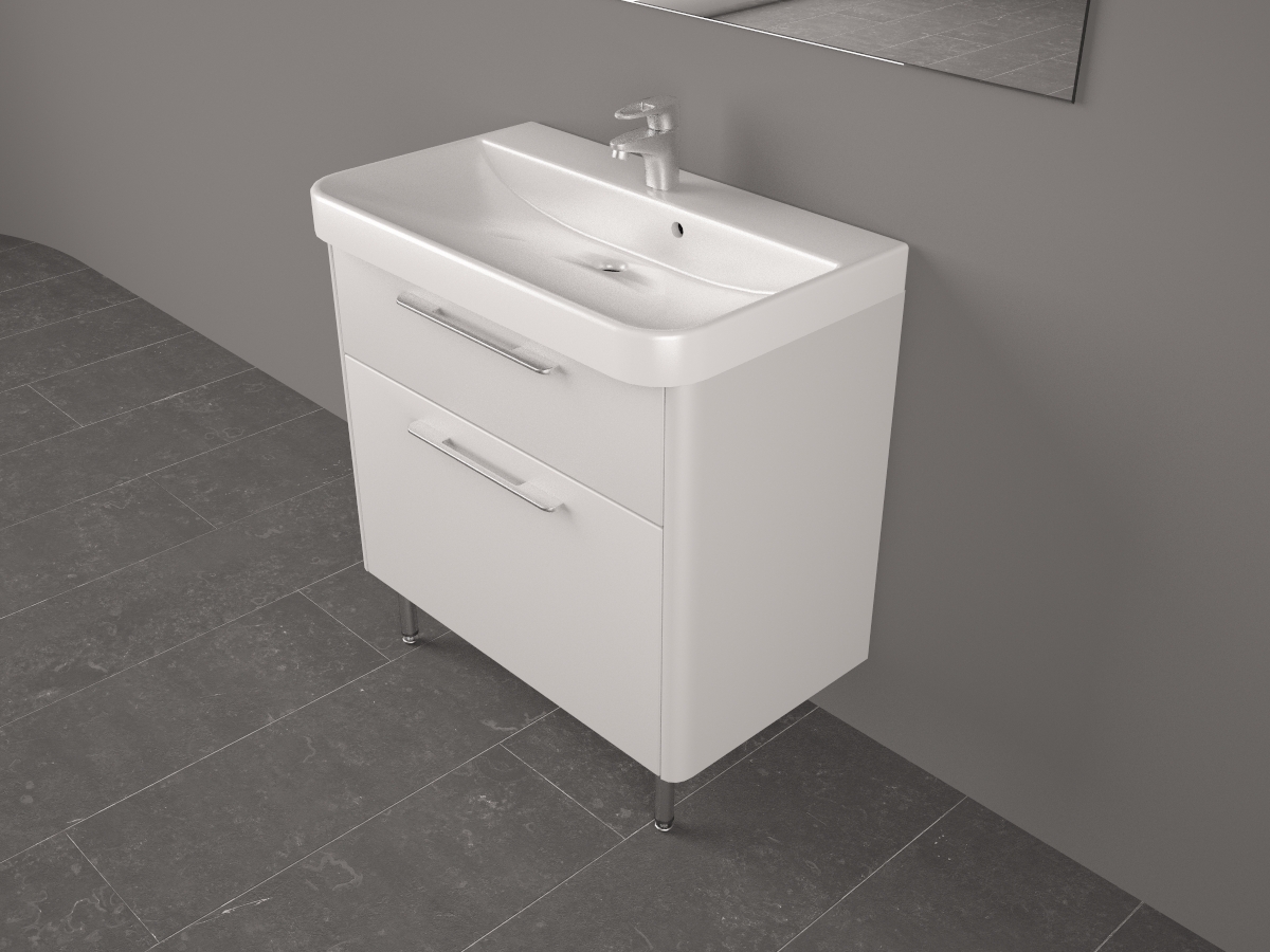 

Тумба Fancy Marble Devon 80 (ШН-Carla 800 + 3508101) белая с раковиной Carla 80 (18950)
