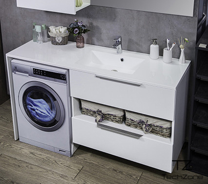 

Тумба под стиральную машинку Fancy Marble Vivara 1500 R (Vivara 1500 + 5615301) с раковиной Lauretta 150 правая белая (69185)