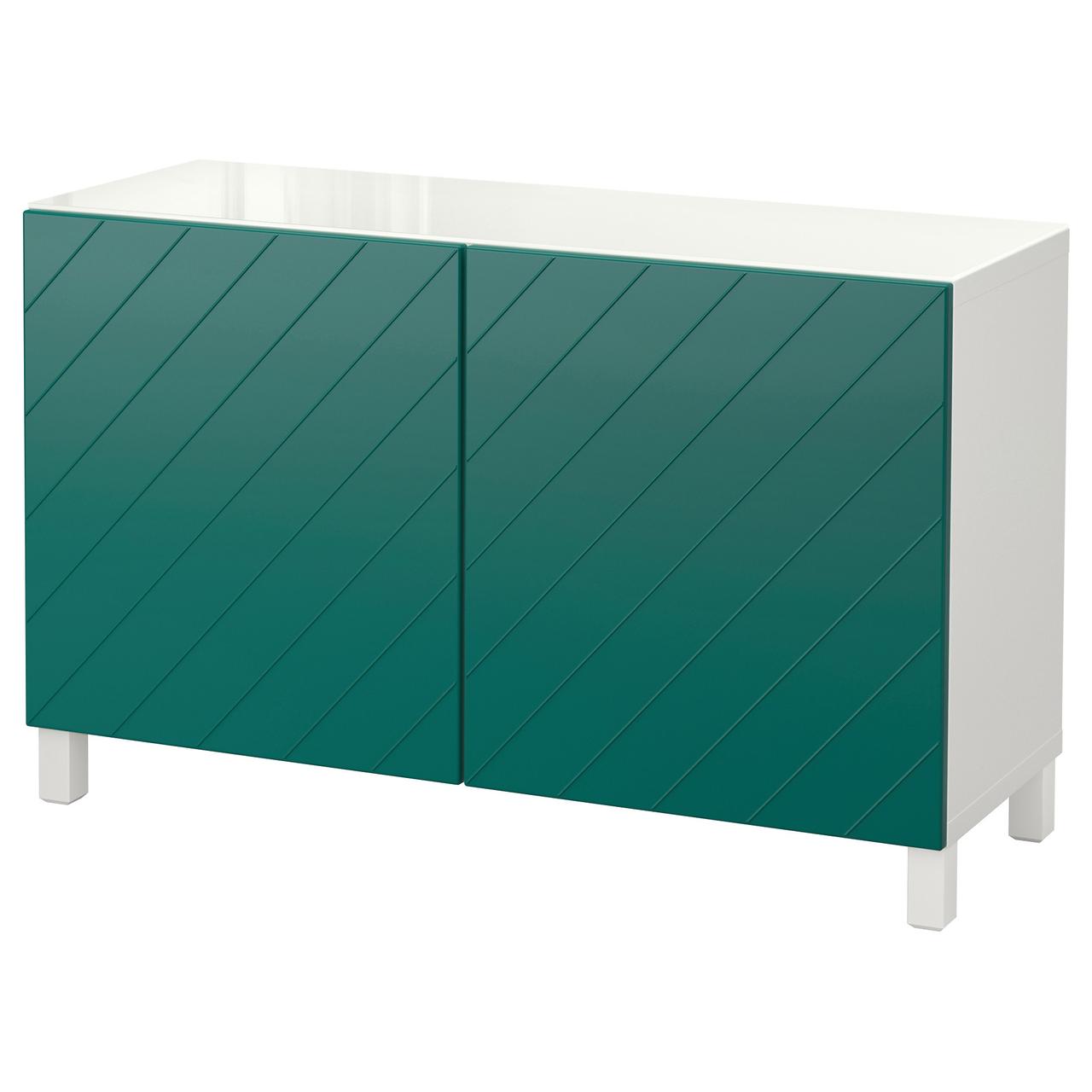 Тумба IKEA (ИКЕА) BESTÅ 120x40x74см Hallstavik белая зеленая (792.101. ...