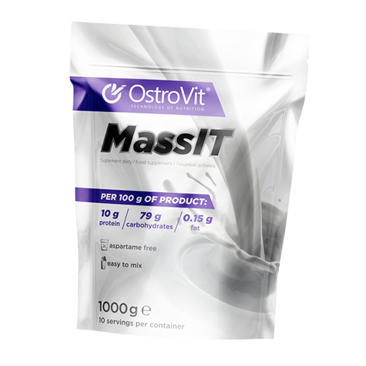 

Гейнер для набора веса, Mass It, Ostrovit 1000г Клубника (30250001)