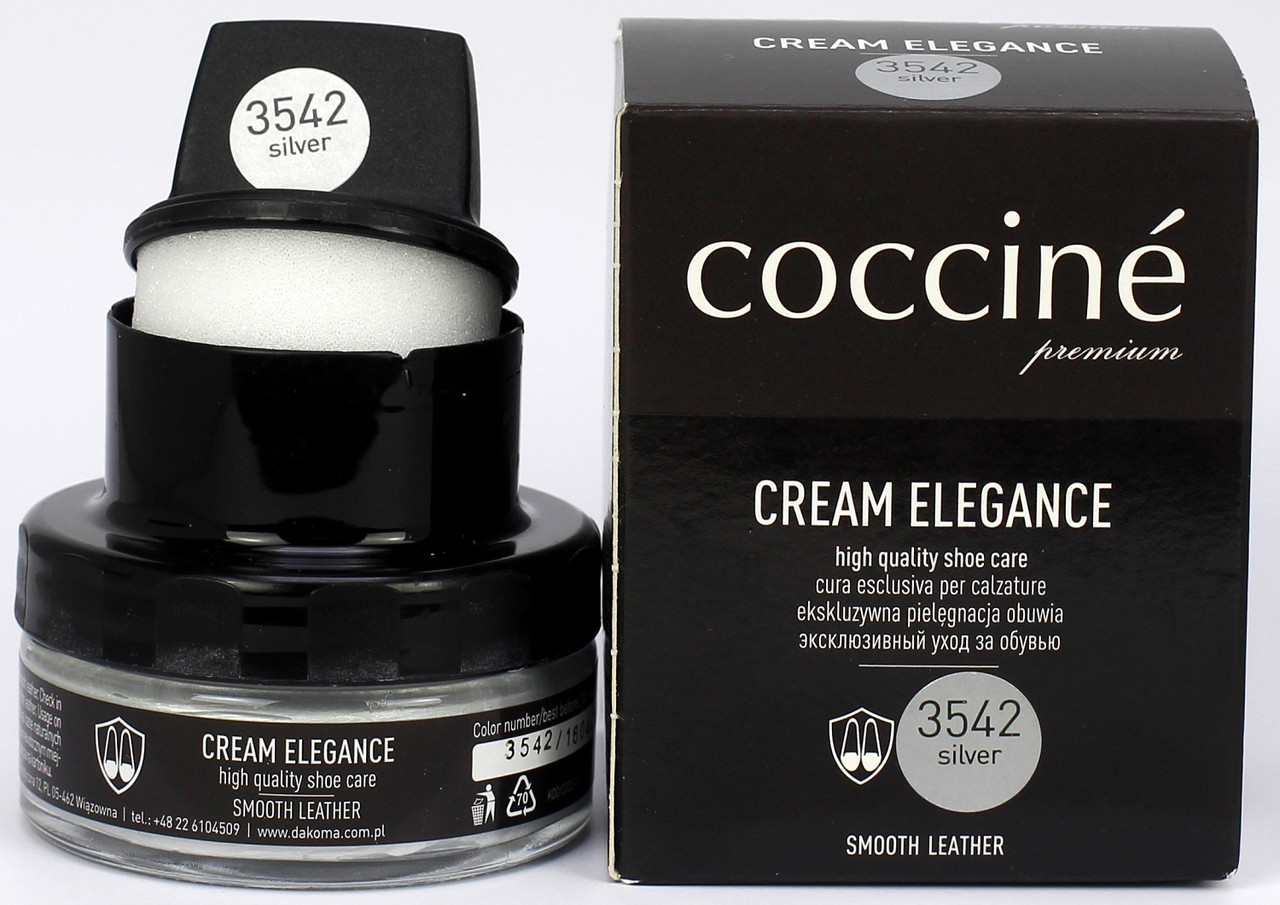 

Крем для обуви с губкой Coccine CREAM ELEGANCE Серебряный 50мл 55/26/50/3542