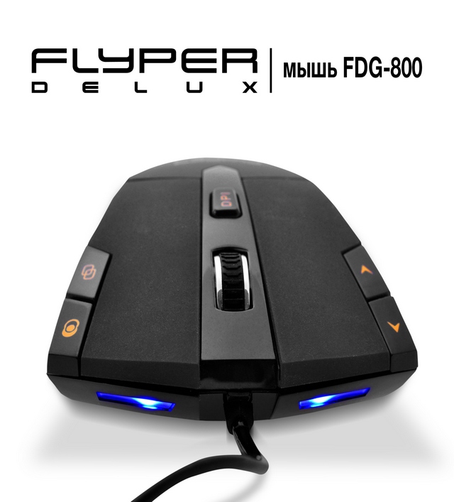 

Мышь Flyper Deluxe FDG-800 USB, Black, оптическая, Game design, Rubber, "4pcs Razer light", zoom, Bu