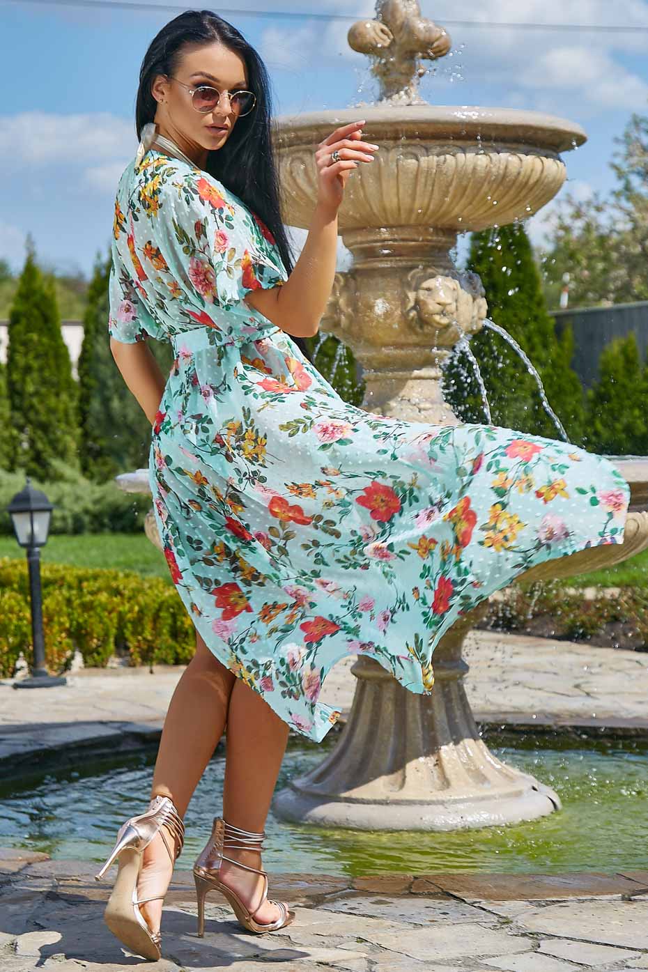 

Туника-пляж 1170-1.3488 Seventeen XXL-3XL мятный с цветочным принтом