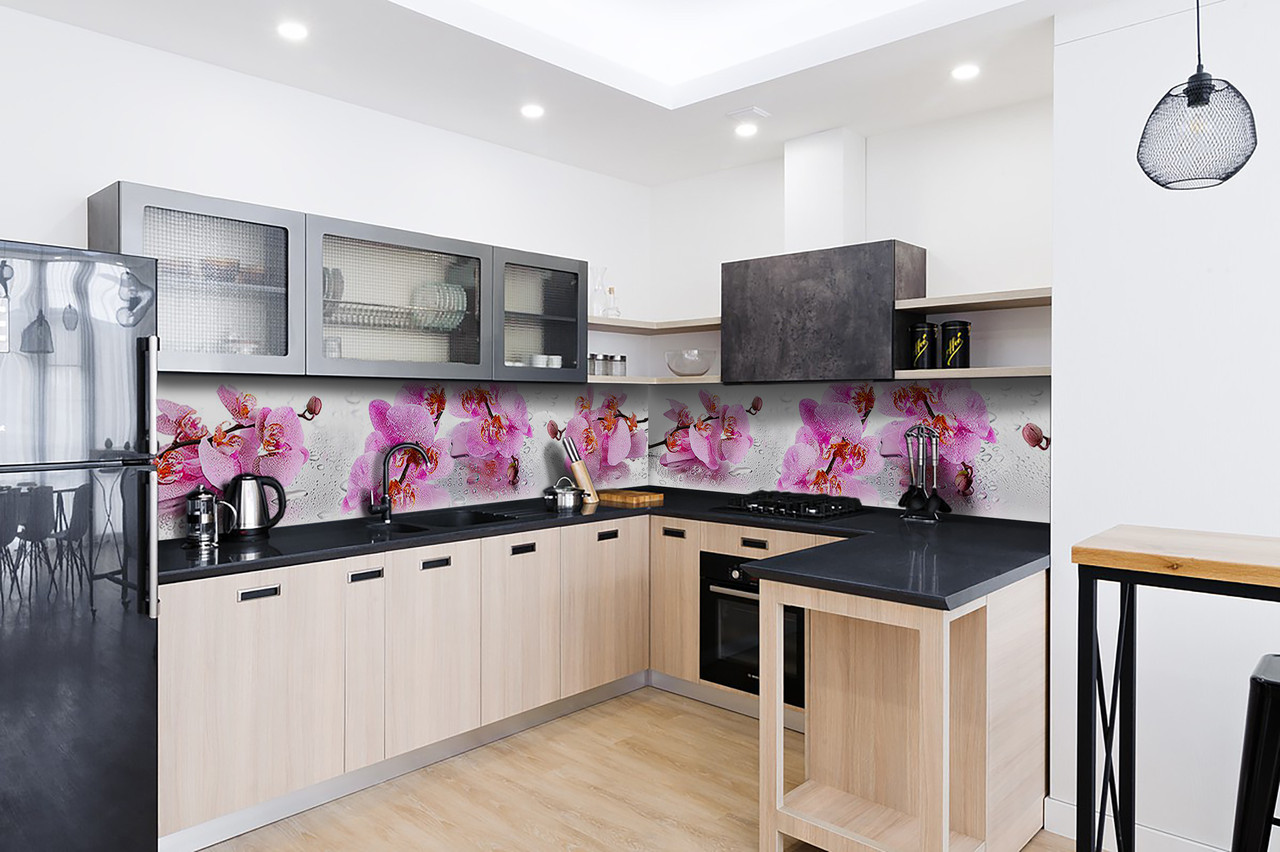 

Скинали на кухню Zatarga «Орхидея Сакраменто» 600х2500 мм виниловая 3Д наклейка кухонный фартук самоклеящаяся Z180542