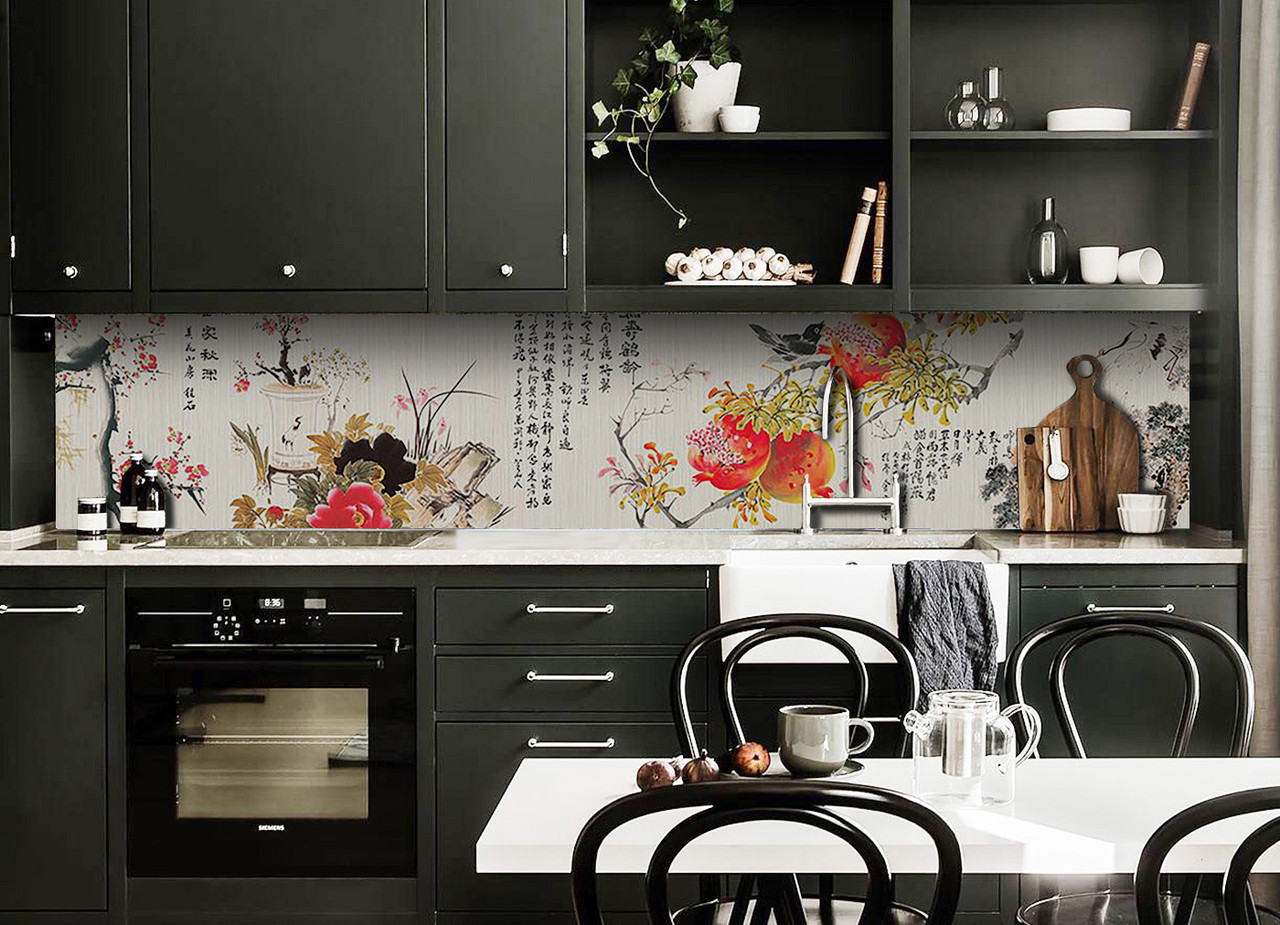 

Скинали на кухню Zatarga «Восточный Гранат» 650х2500 мм виниловая 3Д наклейка кухонный фартук самоклеящаяся Z180527/1