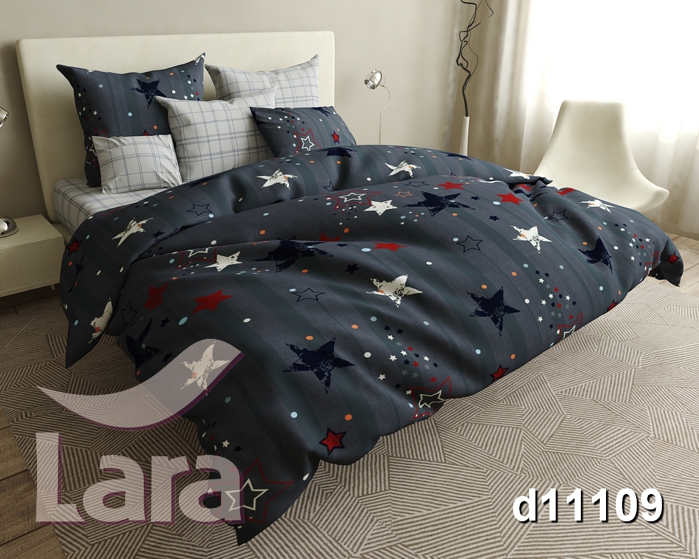 

Постельное белье LARA бязь d11109e евро 4 наволочки в комплекте