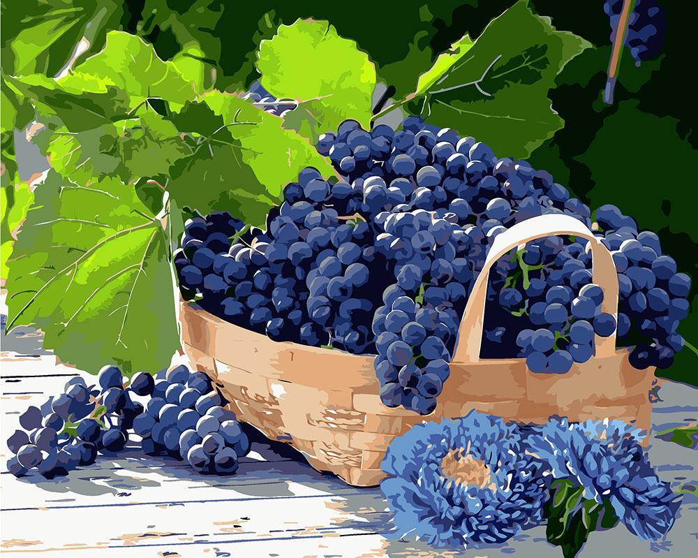 

Картина рисование по номерам Идейка Виноград в корзине KH5579 40х50 см Для кухни набор для росписи краски, кисти, холст