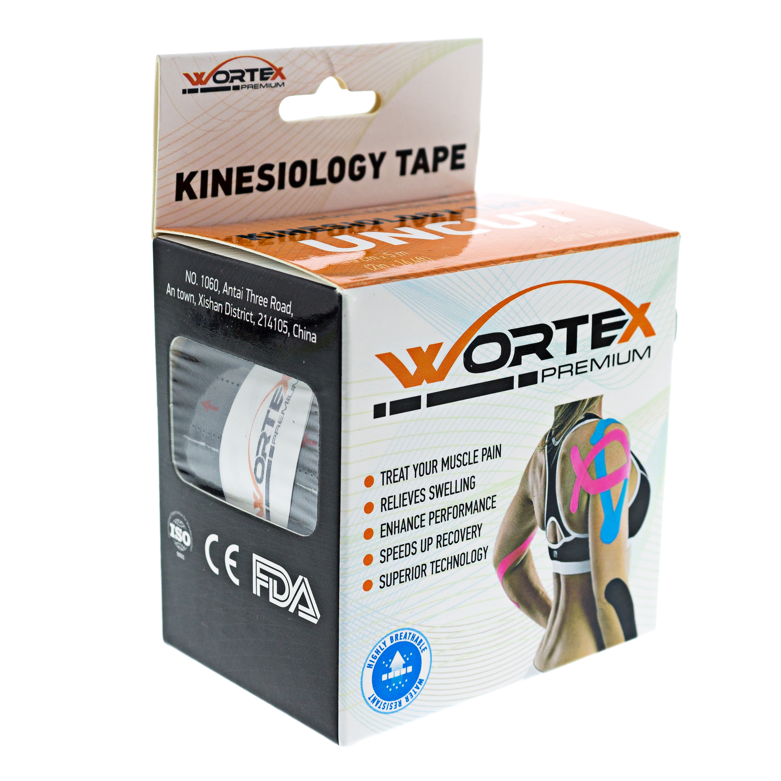 

Кинезио тейп для лица и тела Wortex Premium Черный 5м*5см (Япония)