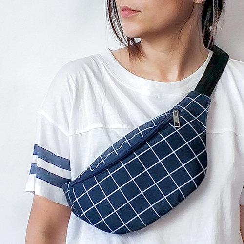 

Сумка на пояс бананка Bumbag Presentville Синяя клетка 27х16 см