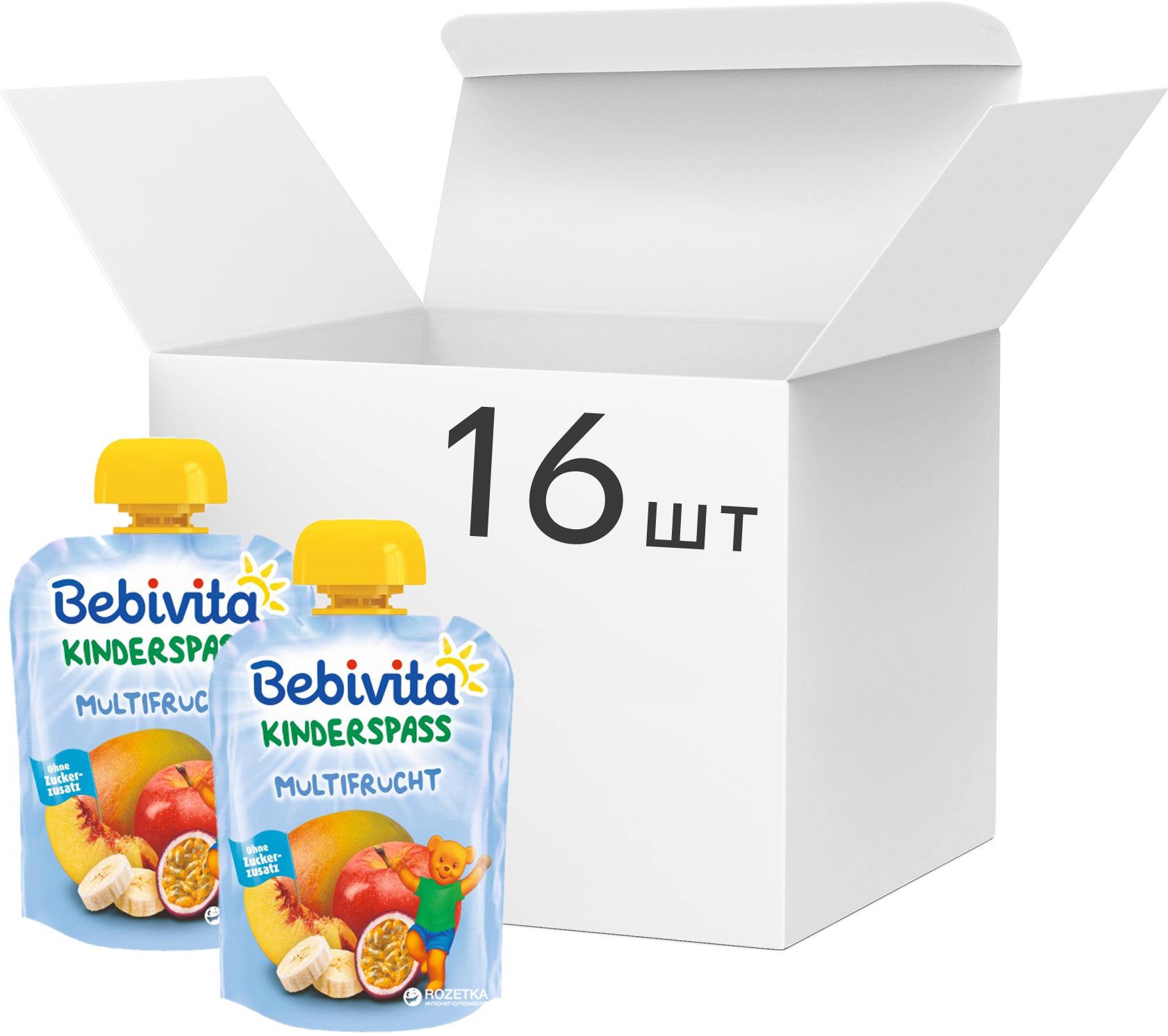 

Упаковка фруктового пюре Bebivita Мультифрукт с 12 месяцев 90 г х 16 шт (4018852016908)
