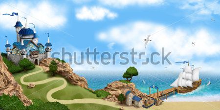 

Фотообои ArtSide Замок у моря (118931824) Штукатурка