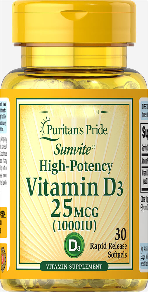 

Витамины Puritan's Pride Vitamin D3 25 mcg (1000 IU) 30 капсул (4384301690)
