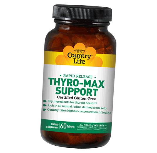 

Поддержка щитовидной железы, Thyro-Max Support, Country Life 60таб (36124053)