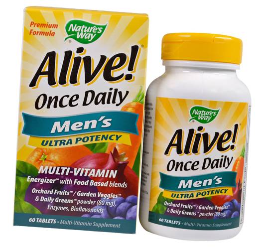 

Мультивитамины для мужчин, Alive! Once Daily Men's Ultra Potency, Nature's Way 60таб (36344002)