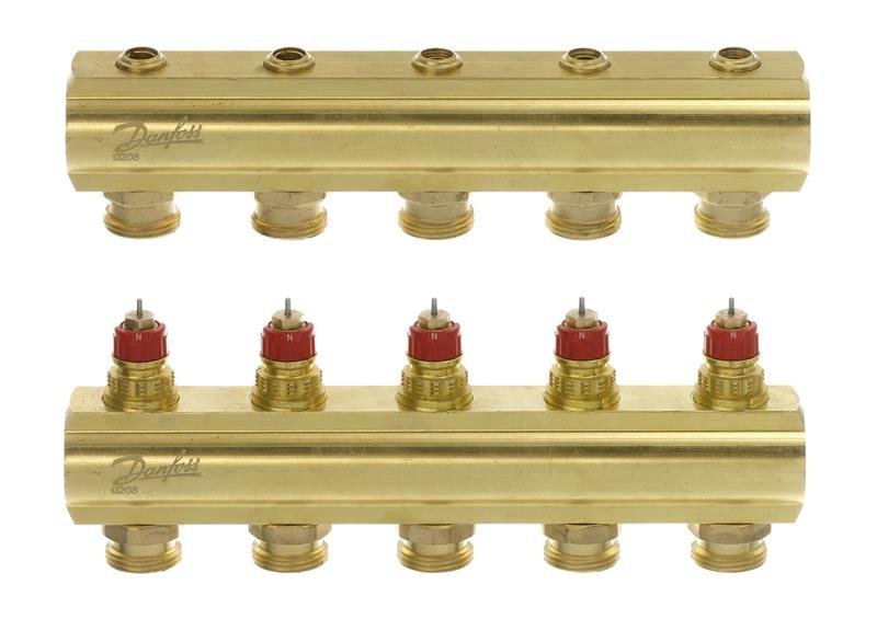 

Коллектор Danfoss FHF 5+5 без ротаметров, латунь