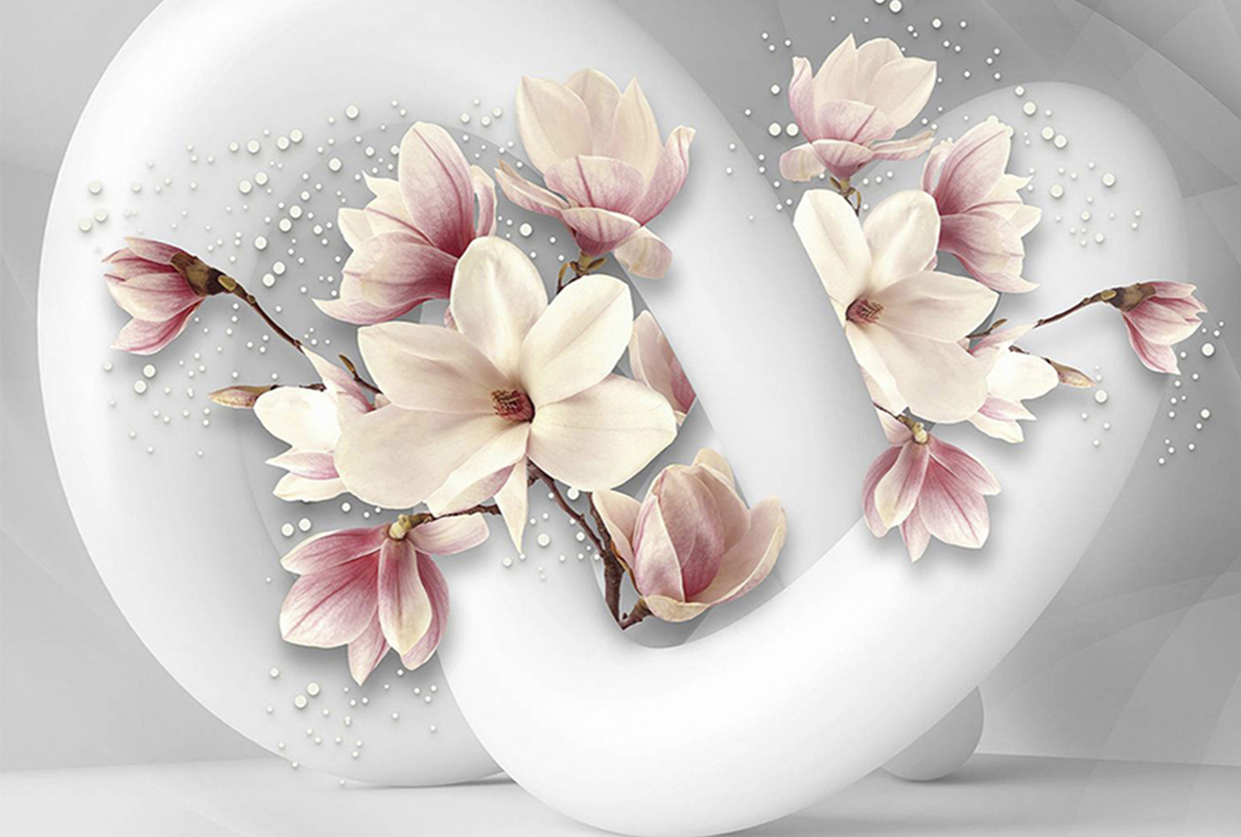 

3D Фотообои бумажные DeCors Объемные цветы 400x270 см 4 сегмента (181122)