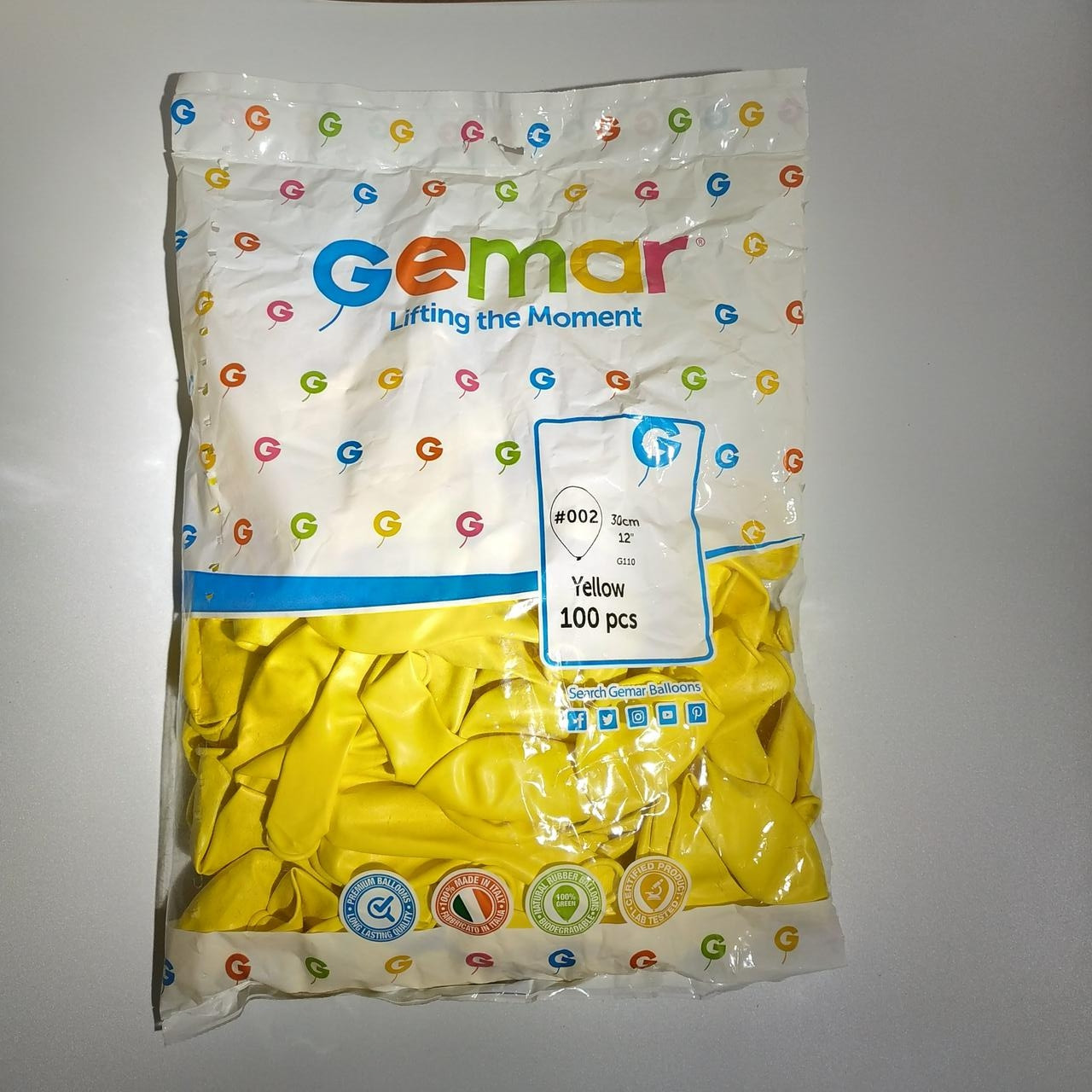 

Воздушные шары Gemar пастель 12"(30 см) желтый 100 шт