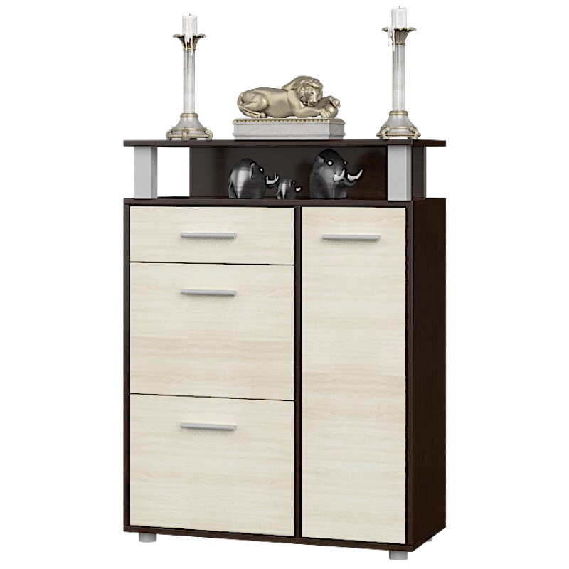 

Тумбочка для обуви в прихожую из ДСП ТО 2 венге темный/дуб молочный цвет Эверест