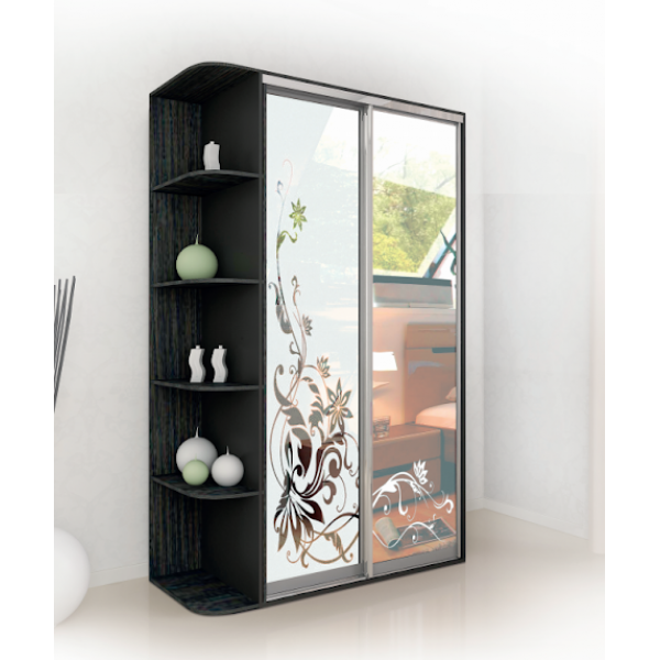 

Шкаф купе двухдверный с угловой приставкой в гостиную фасад художественное матирование 120х60 см Modern