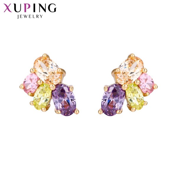 

Серьги Xuping с цветными фианитами позолота 18К 6697000