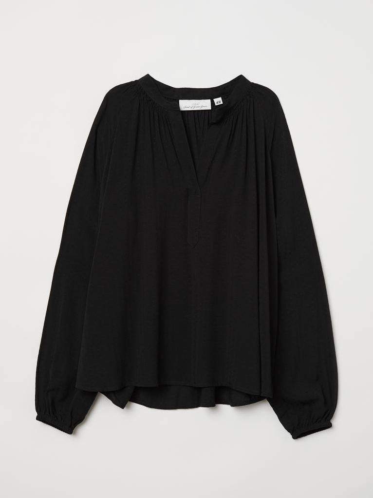 

Блузка с вафельной резинкой H&M 0653248  Черный, Блузка с вафельной резинкой H&M 0653248 L Черный
