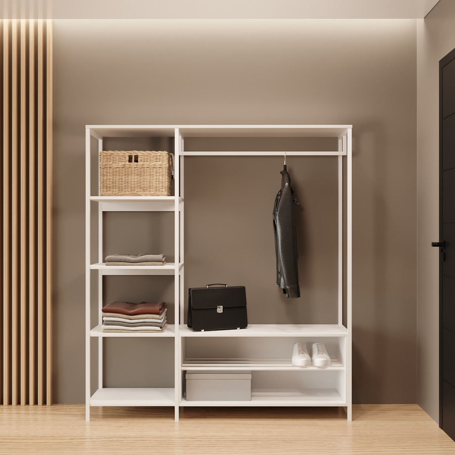 

Прихожая Фенстер Дакота 2 Белая ДСП Белое 160x143,5x36,5