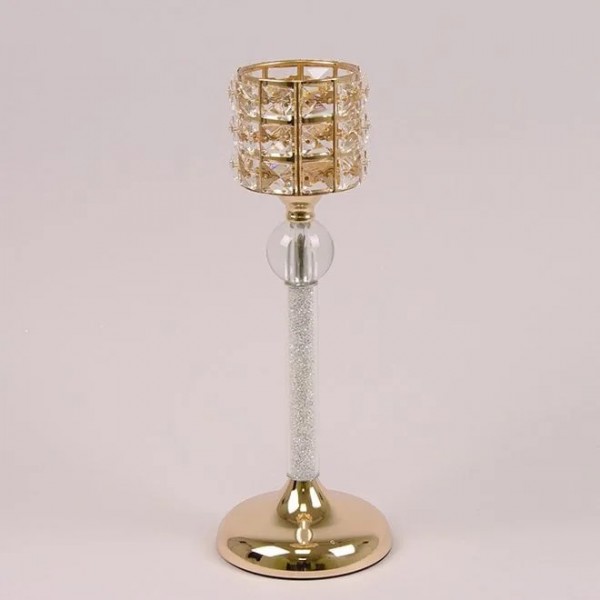 

Подсвечник Flora металлический золотой H-36 см. 37646